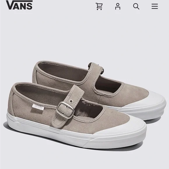 Vans Mary Jane Suede Sneaker in Taupe and White - Picture 2 of 3